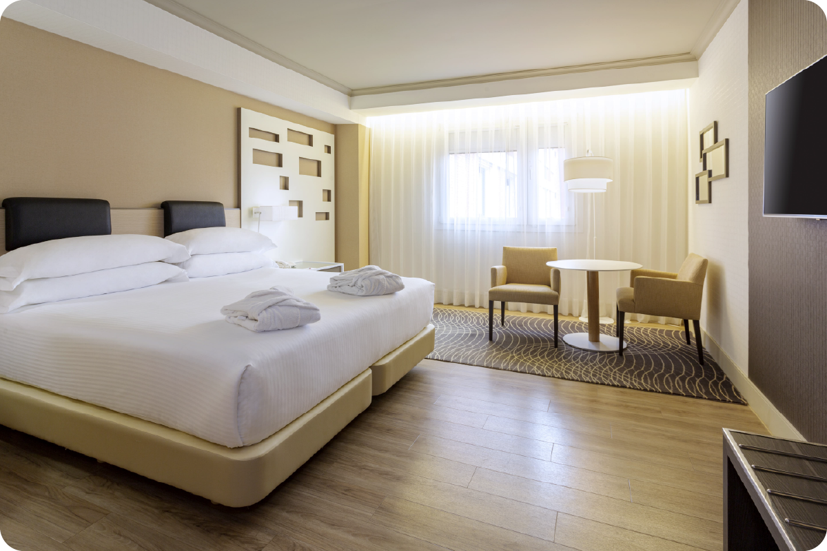 Modern hotel bedroom